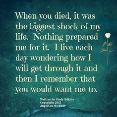 a quote from the book when you died, it was the biggest shock of my life nothing prepared me for it