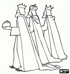 three men in robes and crowns are standing next to each other