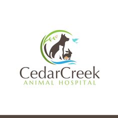 the logo for cedar creek animal hospital, with an image of a dog and cat