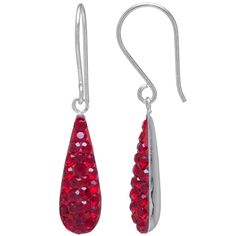 "With bright colors and an alluring shimmer, these Main and Sterling earrings will spruce up any ensemble. With bright colors and an alluring shimmer, these Main and Sterling earrings will spruce up any ensemble. Length: 0.97"" Nickel free Sterling silver base Wire hook backing Rhodium plating Polished finish Crystal stones Packaging: decorative card Size: One Size. Color: Red. Gender: female. Age Group: adult." Bridal Earrings Drop, Tear Drop Earrings, Crystal Stones, Silver Crystal, Tear Drop, Teardrop Earrings, Sterling Earrings, Stones And Crystals, Rhodium Plated