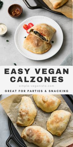 easy vegan calzonees are the perfect appetizer for parties and snacking