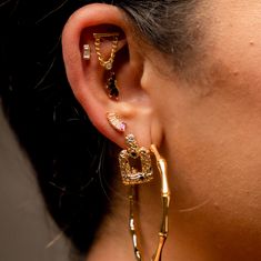 Our piercings are hypoallergenic and perfect for new or healed piercings. Composition: Material: 18k gold plated and zirconia Closure: Round back (comfortable for sleeping) Piercing Jewelry, Store Credit Cards, Tassels, Ear Cuff, Piercings, Pins, 18k Gold, Jewelry Accessories, Gold Plate