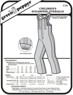 Sewing Pattern (Pattern Only) Combine other items from our store for shipping discount! Michigan Residents add 6% Sales Tax. Winter Outdoors, Green Pepper, Pacific Crest Trail, Cascade Mountains, Eugene Oregon, Overalls Pants, Sun And Stars, Sewing Lessons, Level 3