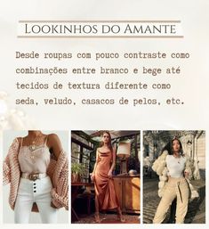 an advertisement for clothing stores with pictures of women in white outfits and one woman wearing gold jewelry