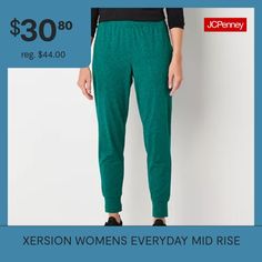 These Xersion women's everyday jogger pants will keep you comfortable and looking stylish no matter what your day entails. Made from quick-drying soft jersey for a regular-fit, they feature a mid-rise, a flat front, an elastic drawstring waistband, side slip pockets, and tapered legs. Pair them with a crew neck t-shirt and sneakers for a cool and casual look. Front Style: Flat FrontFeatures: Quick DryClosure Type: DrawstringFit: Regular FitPockets: 2 Side Slip PocketsRise: Mid RiseFiber Content… Pants Jogger, Drawstring Waistband, Tapered Legs, Jogger Pants, Quick Dry, Neck T Shirt, Casual Looks, Mid Rise, Crew Neck