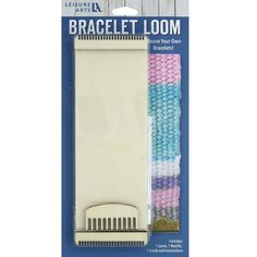 a white and blue package with a comb in it's front packaging for the braclet loom