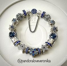 #pandora #pandoracharms #pandorabracelet #blue #stars #jewelry #celestial Pandora Blue Charm Bracelet, Pandora Celestial Bracelet, Dark Blue Pandora Bracelet, Star Pandora Bracelet, Pandora Charm Necklace Ideas, Pandora Charms Blue, Pandora Star Bracelet