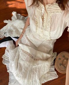 Doen Henri Top, Sasha Teperson, White Outfit Aesthetic, January 10, Lovely Clothes, Nightgowns, New Wardrobe, Pretty Dresses