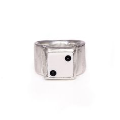 White Lucky Dice Ring Dice Ring, High Roller, Mens Silver Rings, Sterling Silver Rings, Casino, Silver Rings, Black White, Sterling Silver, Ring