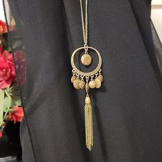 New In Package. Long Brass Color Chain Round Charm Pendant, Chain Tassle And Matching Earrings Brass Necklace, Paparazzi Jewelry, Brass Pendant, Brass Color, Brown Gold, Matching Earrings, Charm Pendant, Womens Jewelry Necklace, Jewelry Necklaces