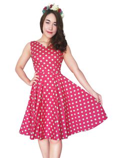 Pink Dress Polka Dot Dress Birthday Dress by LadyMayraClothing Retro Polka Dot V-neck Dress, Retro V-neck Polka Dot Dress, Vintage V-neck Polka Dot Dress, Polka Dot Sleeveless A-line Dress For Summer, Retro Polka Dot Dresses For Party, Polka Dot Knee-length Sleeveless Dress For Spring, Polka Dot Knee-length Party Dress, Fitted Polka Dot Sleeveless Dress For Spring, Polka Dot Sleeveless Summer Party Dress