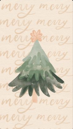 a watercolor christmas tree on a white background with the words merry and merry written below it