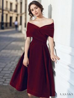 Lasaky - Enchanting Matrimony Nightwear Dark Red Wedding Dress, Red Silk Prom Dress, Dark Red Short Dress, Pleated Wedding Dress, Dark Red Wedding, Red Short Dress, Red Wedding Gowns, Wedding Reception Outfit, Silk Prom Dress