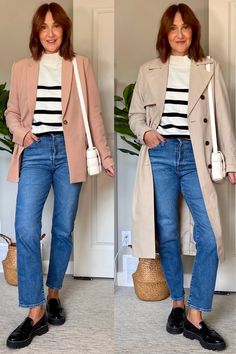 If you love winter outerwear outfit ideas then this casual trench coat outfit idea and blazer outfit idea is the perfect winter coat outfit. This cute autumn winter fashion outfit is trendy fashion and preppy fashion at its best! Winter Coat Outfit, Spring Denim, Trench Coat Outfit, Trench Coat Style