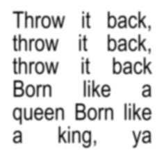 the words are written in black and white on a piece of paper that says throw it back, throw it back,