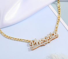 Custom double-plated heart nameplate necklace with personalized engraving – Queendom Treasurez. Custom Nameplate Necklace In White, White Custom Nameplate Necklace, Custom White Nameplate Necklace, Customizable White Nameplate Necklace, Personalized White Nameplate Necklace, White Nameplate Necklace With Names, White Nameplate Necklace For Mother's Day, Necklace Length Guide, Stackable Jewelry