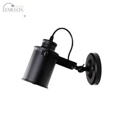 an image of a black wall light on a white background with the words unluox above it