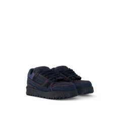 LOUIS VUITTON® - Lv Trainer Maxi Sneaker - Blue Thick Sneakers, Lv Slippers, Louis Vuitton Sneaker, Louis Vuitton Official Website, Trunk Bag, Louis Vuitton Official, Wallet Pouch, Buckle Shoes, Monogram Bag