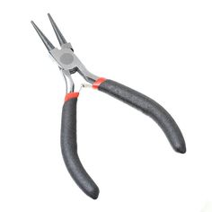 a pair of black and red pliers on a white background