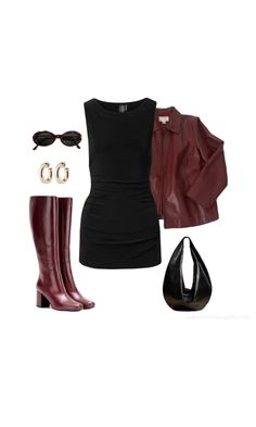 Recreatable Outfits, Vegas Day Outfit, Burgundy Boots Outfit, Mode Coachella, Cas Concert, Guts Tour, Nyc Outfits, Mob Wife, Vegas Trip