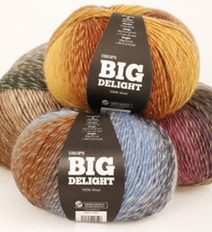 three skeins of big delight yarn