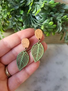 Olive Green Earrings, Leaf Earrings, Fall Earrings, Dangle Earrings, Metal Leaf Earrings, Green Metal Earrings, Boho Style, Wood Earrings, - Etsy Nature-inspired Hypoallergenic Leaf Earrings, Clear Plastic Bags, Metal Leaves, Fall Earrings, Earring Display, Fall Accessories, Green Earrings, Metal Earrings, Wood Earrings