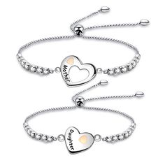 PRICES MAY VARY. The bracelet One was engraved with mother and the other with daughter.This hollow heart in the mom’s bracelet is exactly the part of the daughter’s bracelet, one for mom and one for daughter to help your girl with separation anxiety, remind that mommy is always thinking of her and always with her,The love between mother and daughter is forever. The mom daughter bracelets are perfect gifts for mommy,daughters,girls. Sweet gifts set for Birthday,Christmas,Thanksgiving Day,Mother's Bracelets For Mom, Mother Bracelet, Daughter Bracelet, Mother Daughter Bracelets, S Bracelet, Gifts Set, Mothers Bracelet, Mommy Daughter, Hollow Heart