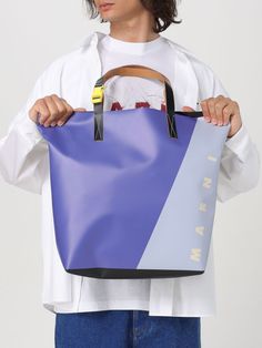 Find MARNI Bags on Editorialist. Bags MARNI Men color Violet Modern Bags With Leather Handles For Market, Coated Canvas Bucket Bag For Shopping, Modern Rectangular Bags For Market, Shopping Bucket Bag With Coated Canvas, Modern Coated Canvas Bag, Luxury Rectangular Bags For Market, Marni Bags, Marni Bag, Color Violet