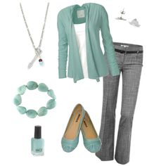 "Cute for Work!" by lawraloo on Polyvore.  Just not crazy about the earrings and necklace. Cute Business Casual Outfits, What Is Business Casual, Cute Business Casual, Elegant Work Outfits, Casual Chique, Clothing Outfits, Neue Outfits, Womens Business Casual