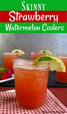 Skinny Strawberry Watermelon Coolers are a super easy and refreshing drink for summer. Tons of flavor without the extra calories! Enjoy this summer punch for any occasion! Watermelon Vodka Drinks, Fruit Drinks Alcohol, Drink For Summer, Watermelon Punch, Watermelon Cooler, Summer Punch, Yummy Summer Drinks, Pineapple Lemonade, Watermelon Drink