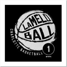 a basketball ball with the words lamed ball written on it in white and black