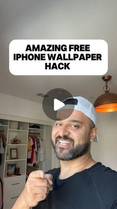 a man wearing a paper hat with the caption'amazing free iphone wallpaper hack '