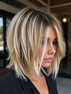 The Ultimate Bob Haircut Lookbook Gradual Haircut Medium Hair, Concave Long Bob, Shoulder Length Hair With Angles, Straight Edge Bob Haircut, Mid Length Choppy Hairstyles, Short Bob With Stacked Back, Lob On Plus Size Woman, Short Layers On Short Hair, Angles Bob Medium