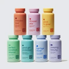 the bottles are all different colors for each product to be used on their packagings