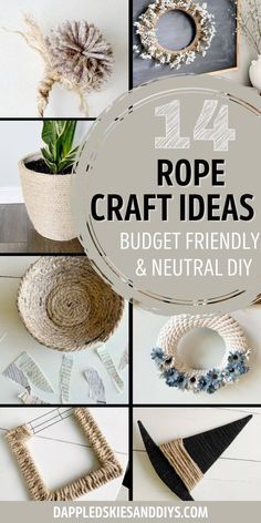 Here's a list of rope crafts including wreaths, bowls and planters that are simple, budget friendly and neutral to fit in with any decor. Dollar Tree Rope Crafts, Rope Wall Art Diy, Rope Crafts Diy Decor, Rope Crafts Diy Ideas, Rope Bowls Diy How To Make, Rope Bowls Ideas, Fabric Rope Bowls, Nautical Rope Crafts, Jute Rope Crafts