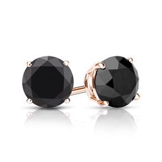 Black diamond stud earrings are a modern trend on a timeless fashion staple. These 2 carat tw black diamond studs are bold, with each round circle cut diamond earring weighing 1 carat each. Set in a 4-prong basket setting, available with lever back or push backings set in 14kt Rose Gold for a perfect compliment of tones to set off the rich colors making these rose gold stud earrings a perfect lasting gift. Mens Earring, Black Diamond Stud Earrings, Round Diamond Stud Earrings, Mens Earrings, Black Diamond Pendant, Black Diamond Earrings Studs, Black Diamond Studs, Round Diamond Earrings, Solitaire Diamond Pendant