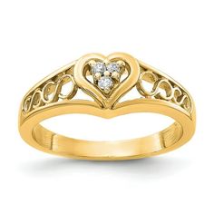 14k Polished .05ct. Diamond Heart Ring Mounting. Material: Primary - Purity:14K|Band Width:2 to 7 mm (tapered)|Material: Primary:Gold|Mounting Type:Ring|Completeness:Mounting Only (no stones included)|Width of Item:2 to 7 mm (tapered)|Product Type:Jewelry|Jewelry Type:Rings|Sold By Unit:Each|Material: Primary - Color:Yellow|Ring Type:Themed Size: 9.  Gender: unisex.  Age Group: adult. Gold Ring Band, Brown Pearl Earrings, Seahorse Pendant, Yellow Rings, Diamond Heart Ring, Heart Pendant Diamond, Yellow Gold Earring, Gold Polish, Yellow Gold Ring