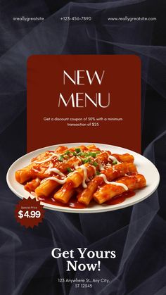 the menu for new menu is shown