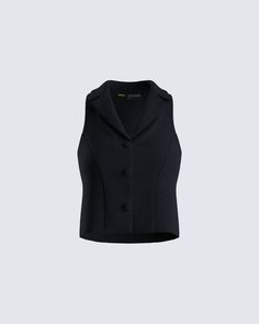 Assert your dominance 👏  Made from stretch suiting fabric, complete with a sleeveless design and button front, this black cropped vest is the kind of look you wear when you want the respect you deserve 🖤 Black Pleated Mini Skirt, Suiting Fabric, Cropped Vest, Cargo Pant, Pleated Mini Skirt, Black Crop, Staple Pieces, Hottest Trends, You Deserve