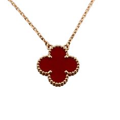 Van Cleef & Arpels Vintage Alhambra 18k yellow gold necklace with carnelian. Retail $3150. Comes with COA. DESIGNER: Van Cleef & Arpels MATERIAL: 18k Yellow Gold GEMSTONES: Carnelian DIMENSIONS: Necklace is 16" long , pendant is 15mm x 15mm. MARKED/TESTED: VCA, Au750, JG172***. WEIGHT: 5.2 grams CONDITION: Previously Owned / Excellent Condition Van Cleef Arpels Carnelian, Vintage Alhambra Pendant Yellow Gold, Red Van Cleef Necklace, Red Van Cleef, Vintage Alhambra Necklace, Van Cleef Necklace, Alhambra Necklace, Burgundy Vans, Fw 2024