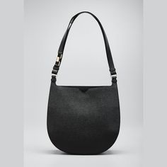 Valextra saffiano leather hobo bag. Adjustable shoulder strap. Open top with snap closure. Interior, one slip pocket. 11.4"H x 10.6"W x 3.5"D. Made in Italy. Leather Hobo Bag, Leather Hobo, Hobo Bag, Shoulder Strap, Tops Designs, Luxury Fashion, Fashion Design, Leather