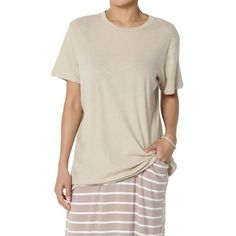 TheMogan Women's Casual Crew Neck Cotton Oversized Boyfriend T-Shirt Short Sleeve Tee A wardrobe-staple short sleeve boyfriend tee gets a contemporary update with an oversized boxy fit . Made from a pure stretch cotton jersey, it's a simple crew neck design with dropped shoulder seams. Pair yours with wide-leg pants for instant sophistication. Size: 2X.  Color: Beige.  Gender: female.  Age Group: adult. Oversized T Shirts, Boyfriend T Shirt, Boyfriend Tee, Sporty Chic, Knit Shirt, Casual Pullover, Women's Casual, Plus Size Tops, Oversized Tshirt