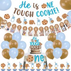 a cookie themed birthday party with balloons and cookies