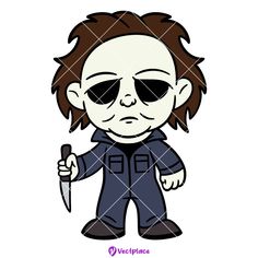 a cartoon character with sunglasses holding a knife