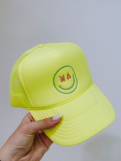 Custom embroidered Lightening Bolt Trucker Hat Pearl Bride, Yellow Hat, Snap Backs, Ocean Blue, Neon Green, Blue Ocean, Black Diamond, Trucker Hat, Crew Neck Sweatshirt