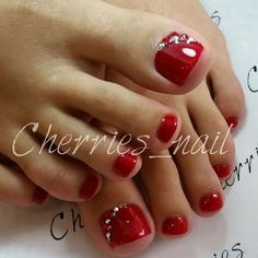 Summer Manicures, Nails Design With Rhinestones, Toe Nail Designs, Nail Polish Designs, Toe Nail Art, Xmas Nails, Pedicure Nails