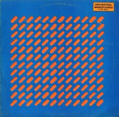 an orange and blue album cover with circles on the bottom, in front of a blue background