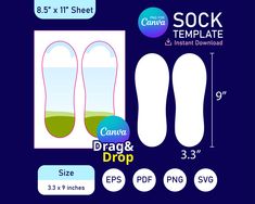 an image of socks templates for crochet and drop