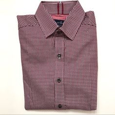 Robert Grahn Stunning Trendy Stripe Mens Shirt Stripe Red Burgundy Pattern Contrast Cuffs Size S Small Detail Button Within Collar-Review Picture Spice The Look With Blue White Denim Jeans Open Shirt Underneath White T-Shirt Finish Look With Favorite Watch Metal Bracelet Cuff Leather Wrist Accessories Excellent New Condition Nwot Review Pictures For Additional Details Pictures Color May Vary Due To Lighting Thank You For Stopping By! Quick Shipping Bundle2+More Great Discounts Accept Reasonable Casual Red Fitted Dress Shirt, Red Long Sleeve Dress Shirt For Business Casual, Red Fitted Casual Dress Shirt, Red Dress Shirt With Spread Collar For Work, Casual Red Dress Shirt For Work, Fitted Red Dress Shirt For Business Casual, Red Long Sleeve Dress Shirt For Formal Occasions, Classic Red Top With Casual Collar, Red Spread Collar Dress Shirt For Work