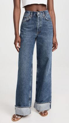 Fast Free Shipping & Free Returns on AGOLDE Dame High Rise Wide Leg Jeans at Shopbop. Shop new arrivals from AGOLDE at Shopbop.com Look Winter, Agolde Jeans, High Rise Wide Leg Jeans, Cuffed Jeans, Jeans Fabric, Denim Trends, New Wardrobe, High Jeans, Jean Outfits